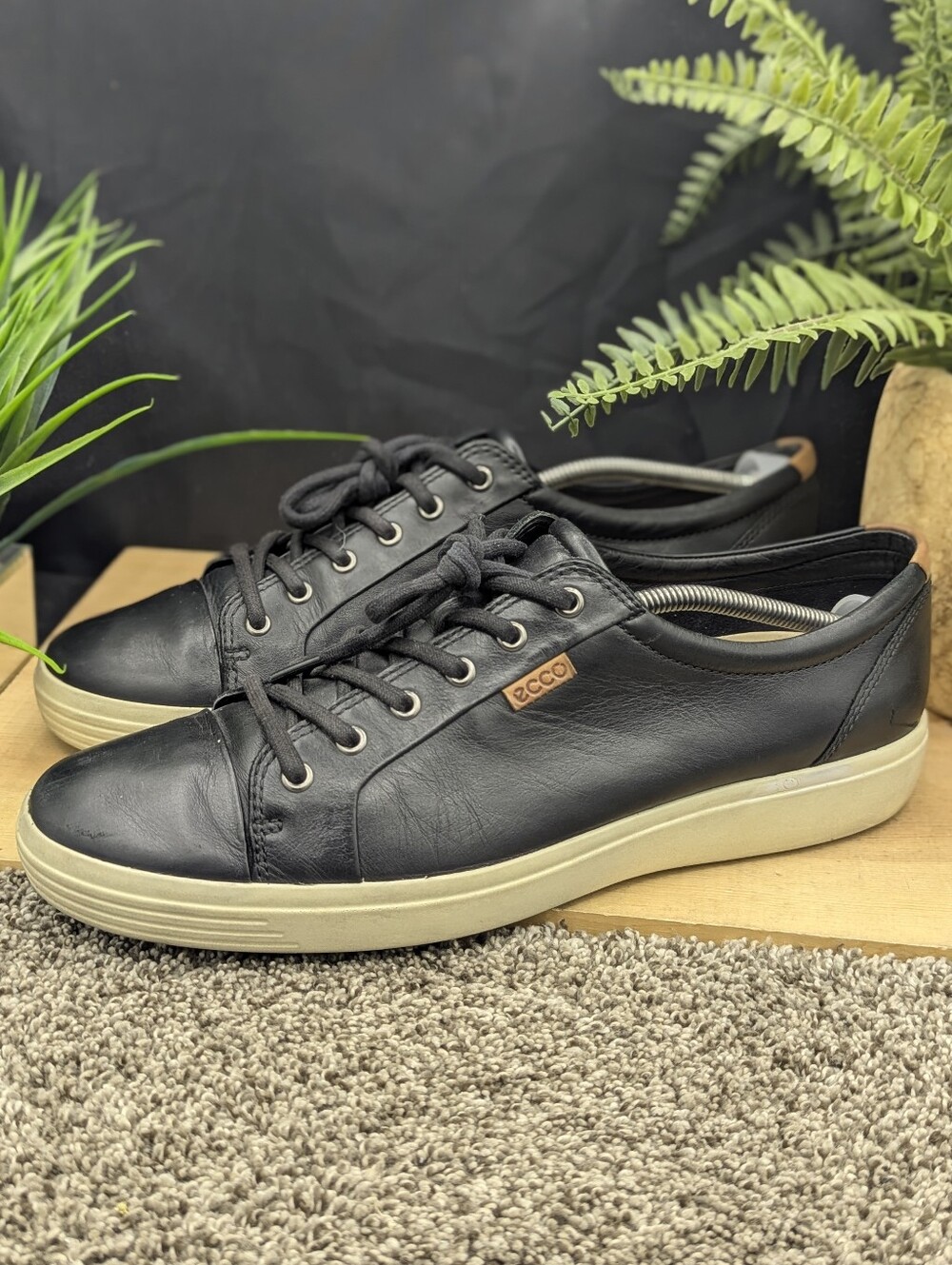 ECCO Men's Soft 7 City Sneaker Mens Size 47 (US13/13.5) Black Leather Shoes